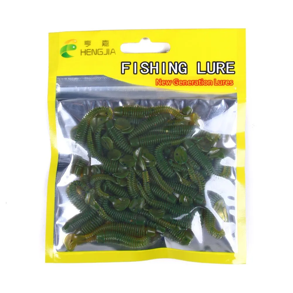 50 Pieces Bag T Tail Silicone Soft Bait Fishing
