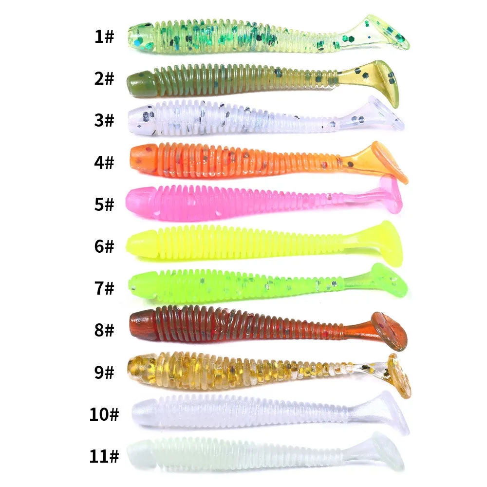 50 Pieces Bag T Tail Silicone Soft Bait Fishing