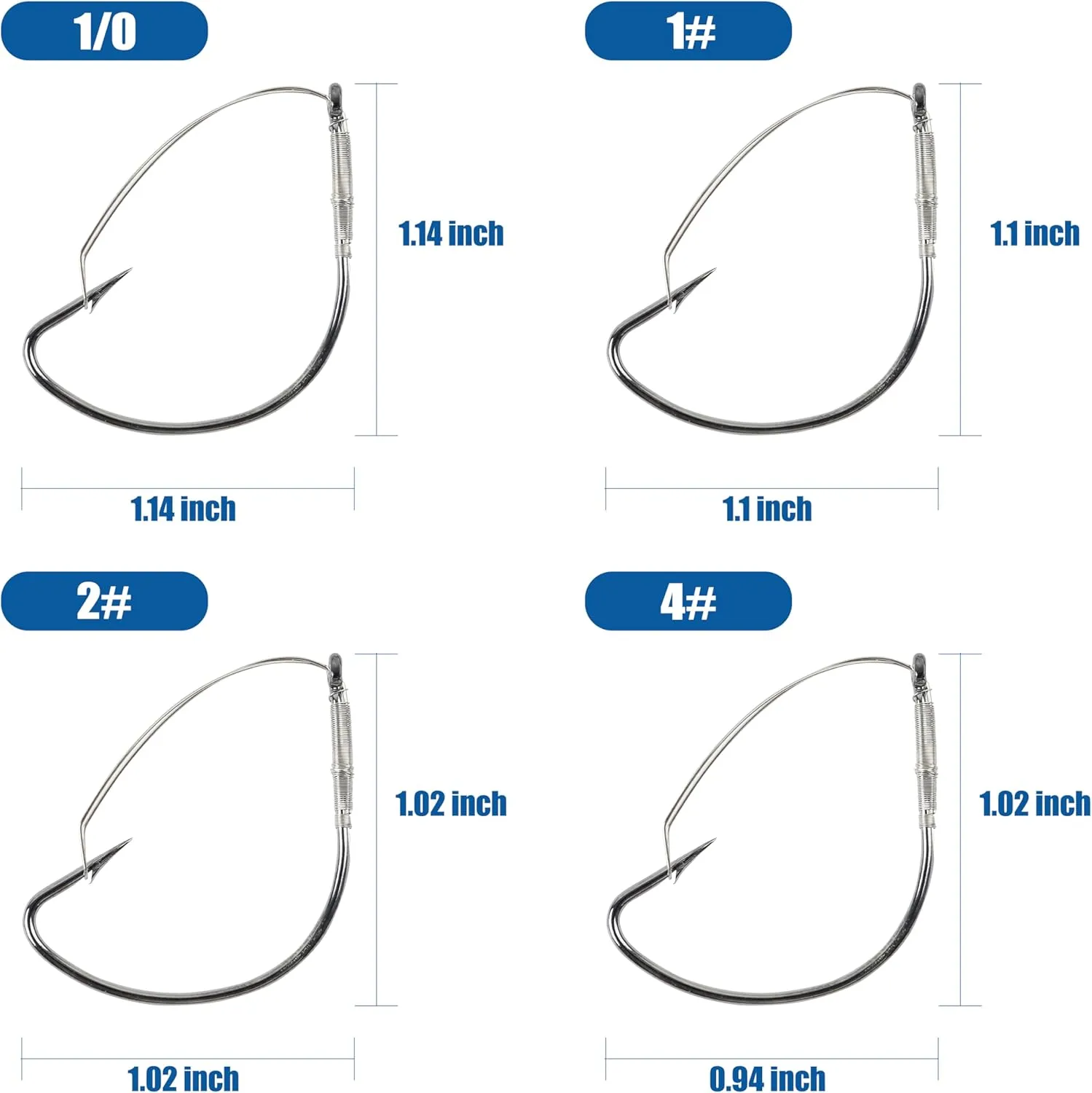AGOOL Weedless Wacky Rig Hooks, 25/50pcs Bass Fishing Hooks with Weed Guard Wide Gap Stainless Steel for Wacky Rigging Worm Lures