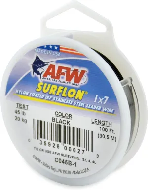 American Fishing Wire Surflon Nylon Coated 1x7 Stainless Steel Leader Wire - Fishing Leader Line for Saltwater, 10lb Test - 250lb Test in Bright, Black, Camo in 30ft, 100ft, 300ft and 1,000ft Lengths