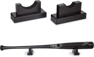 Baseball Bat Display Holder Rack Mount for Table or Desk- Replaces Case or Stand - Solid Wood w/Felt Liner to Protect Bat and Surface- Natural or Black Color Option