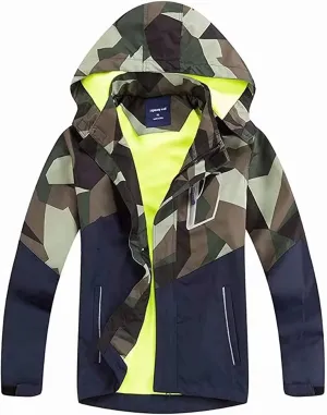 Boys Girls Rain Jackets Waterproof Lightweight Hooded Raincoats Lined Softshell Windbreakers for Kids