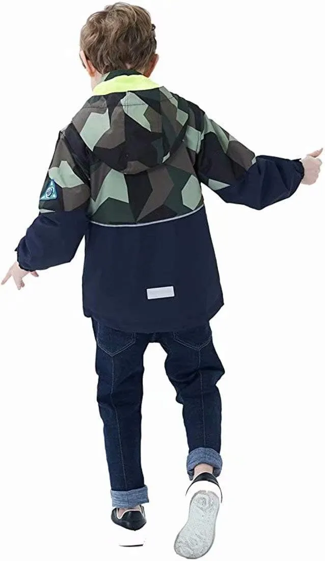 Boys Girls Rain Jackets Waterproof Lightweight Hooded Raincoats Lined Softshell Windbreakers for Kids
