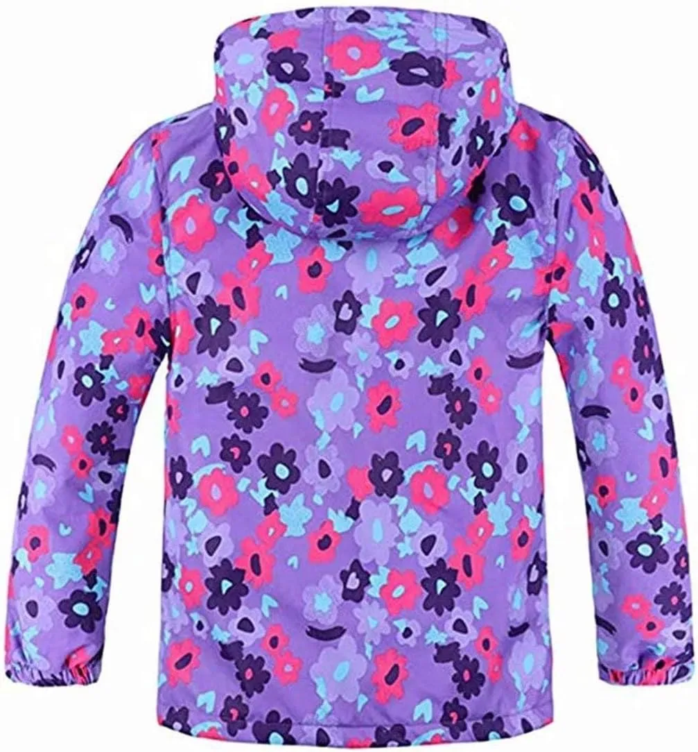 Boys Girls Rain Jackets Waterproof Lightweight Hooded Raincoats Lined Softshell Windbreakers for Kids