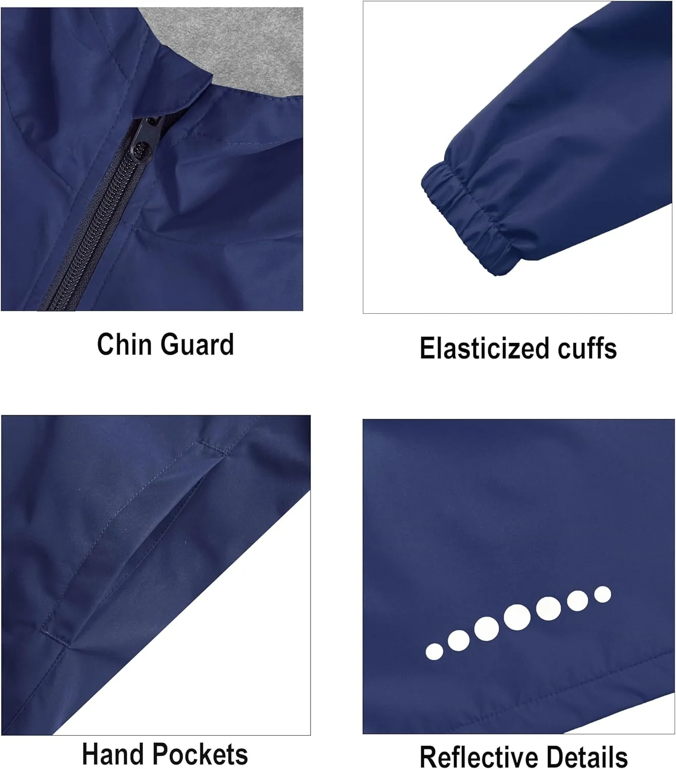 Boys Rain Jackets Waterproof Hooded fleece Raincoats Lightweight Windbreakers for Kids