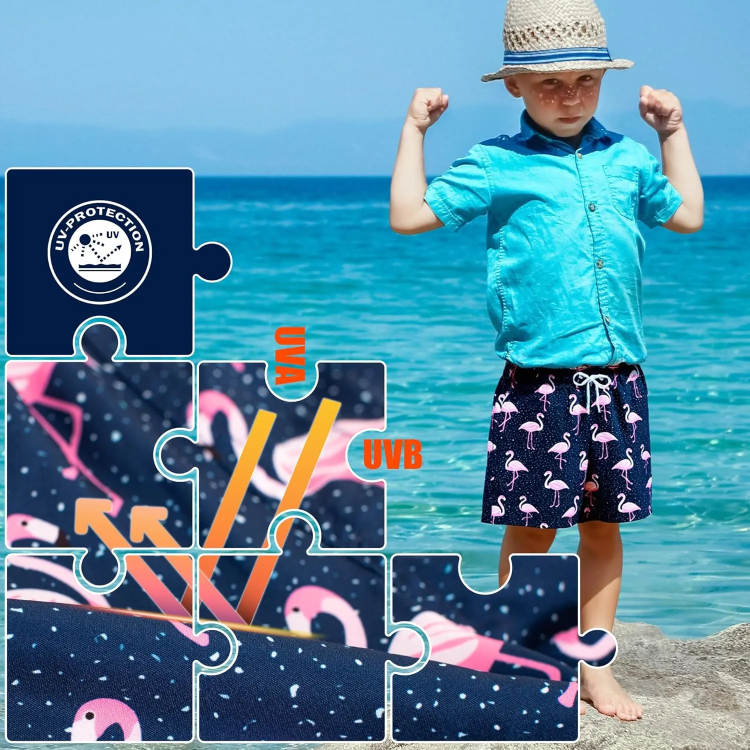 BRISIRA Boys Swim Trunks Swim Shorts with Compression Liner Stretch Bathing Suit Swimsuit Toddler Kids Youth Teen Quick Dry