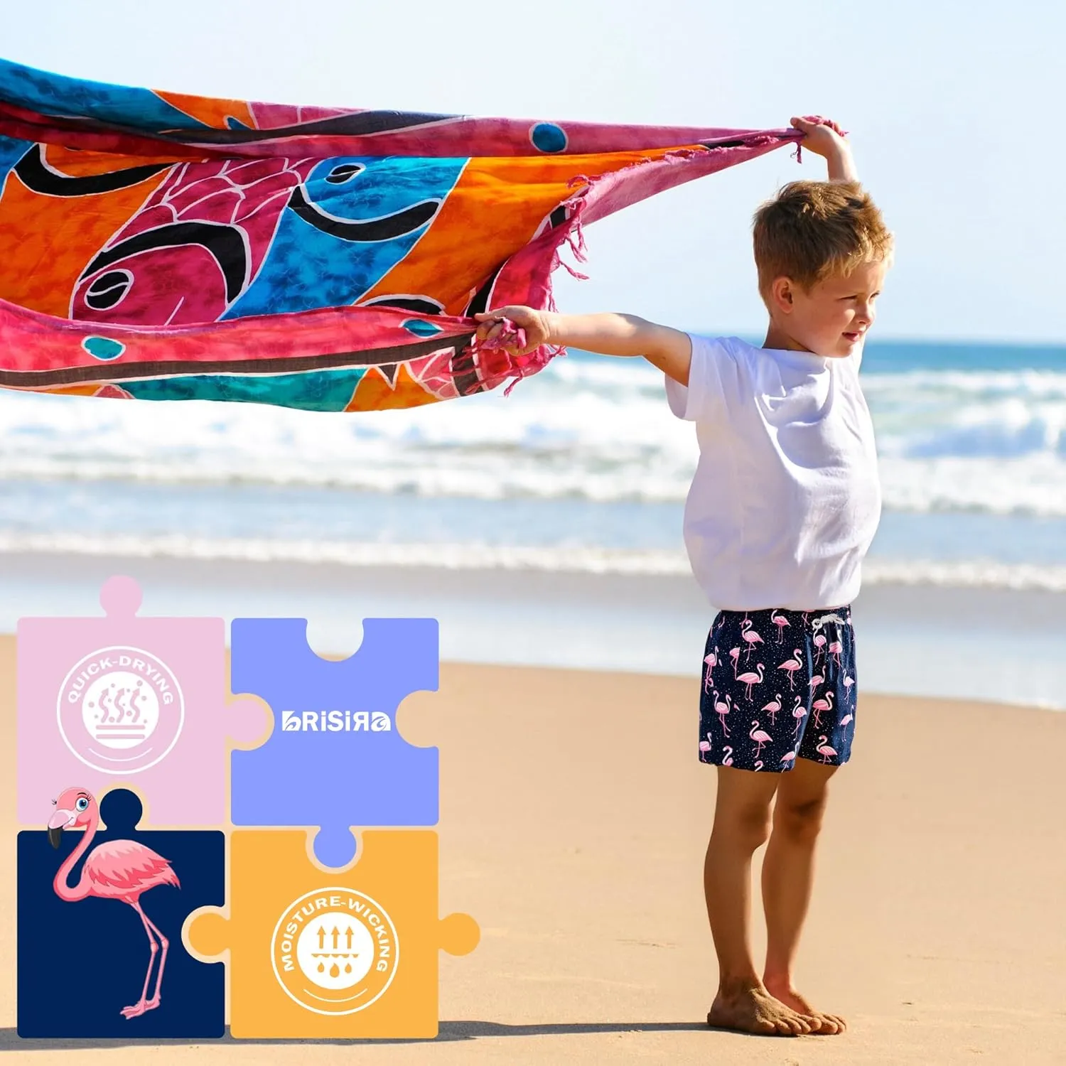 BRISIRA Boys Swim Trunks Swim Shorts with Compression Liner Stretch Bathing Suit Swimsuit Toddler Kids Youth Teen Quick Dry