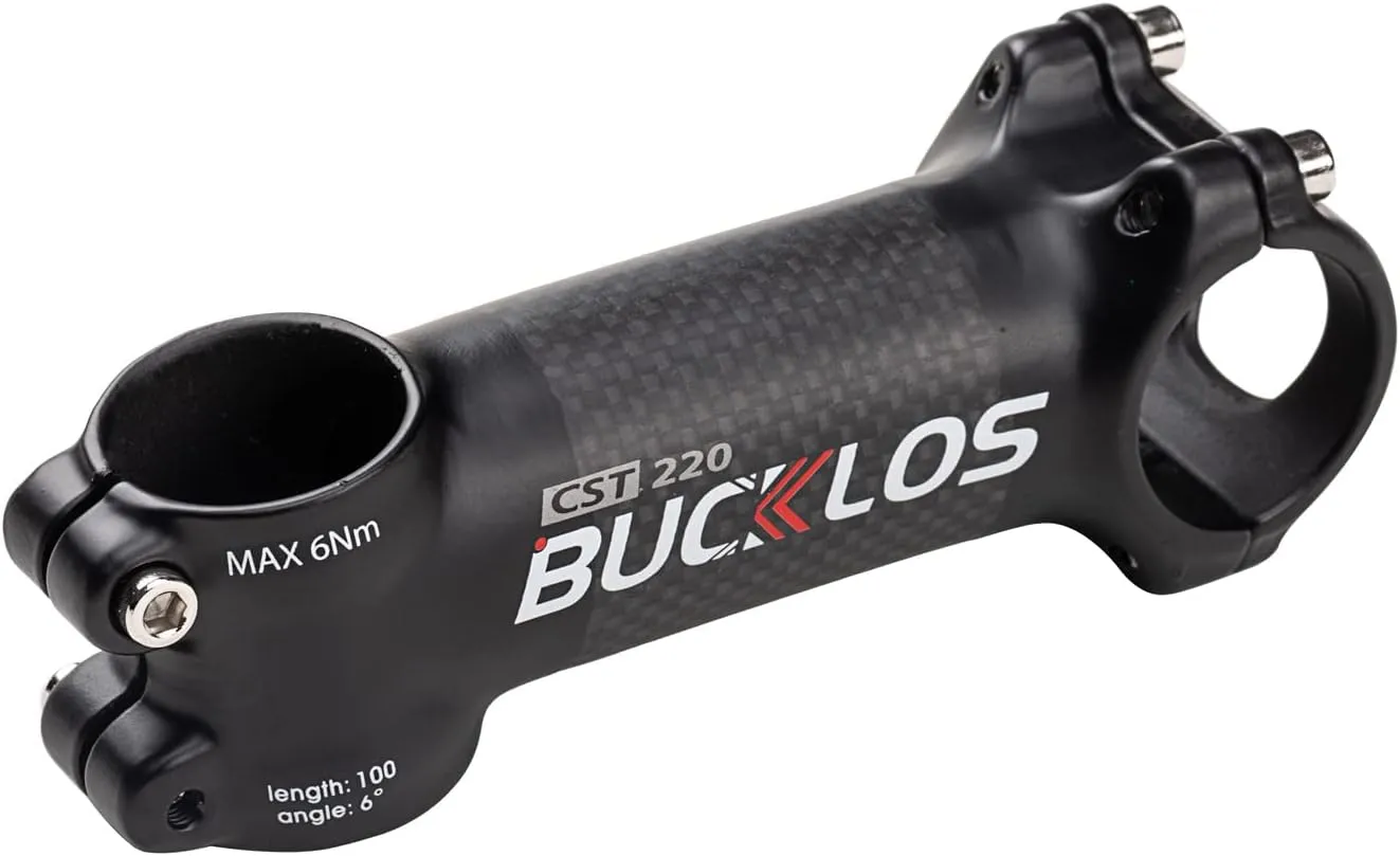 BUCKLOS 31.8mm Carbon Aluminum Bike Stem 6/17 Degree 60~120mm Road Bike Stem Mountain Bike Stem, Super Light Bicycle Handlebar Stem Fit for Cycling Competition, Bicycle Stem