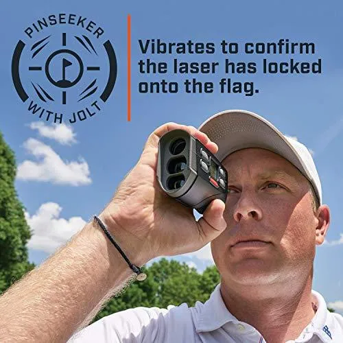 Bushnell Hybrid Golf Laser/GPS Rangefinder Bundle | Pinseeker w/Jolt, 1000 Yards, 5X Mag, Case | 201835 (  PlayBetter Portable Charger, Microfiber Cleaning Towel & Extra CR2 Battery)