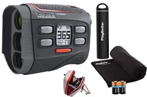 Bushnell Hybrid Golf Laser/GPS Rangefinder Bundle | Pinseeker w/Jolt, 1000 Yards, 5X Mag, Case | 201835 (  PlayBetter Portable Charger, Microfiber Cleaning Towel & Extra CR2 Battery)
