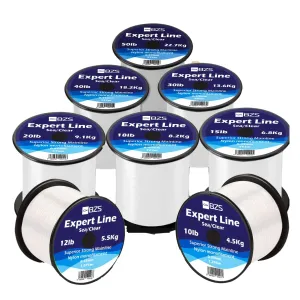 BZS Expert Sea Fishing Line Clear Monofilament Spools 4lb 5lb 6lb 8lb 10lb 12lb 15lb 20lb 25lb 30lb 40lb 50lb 60lb
