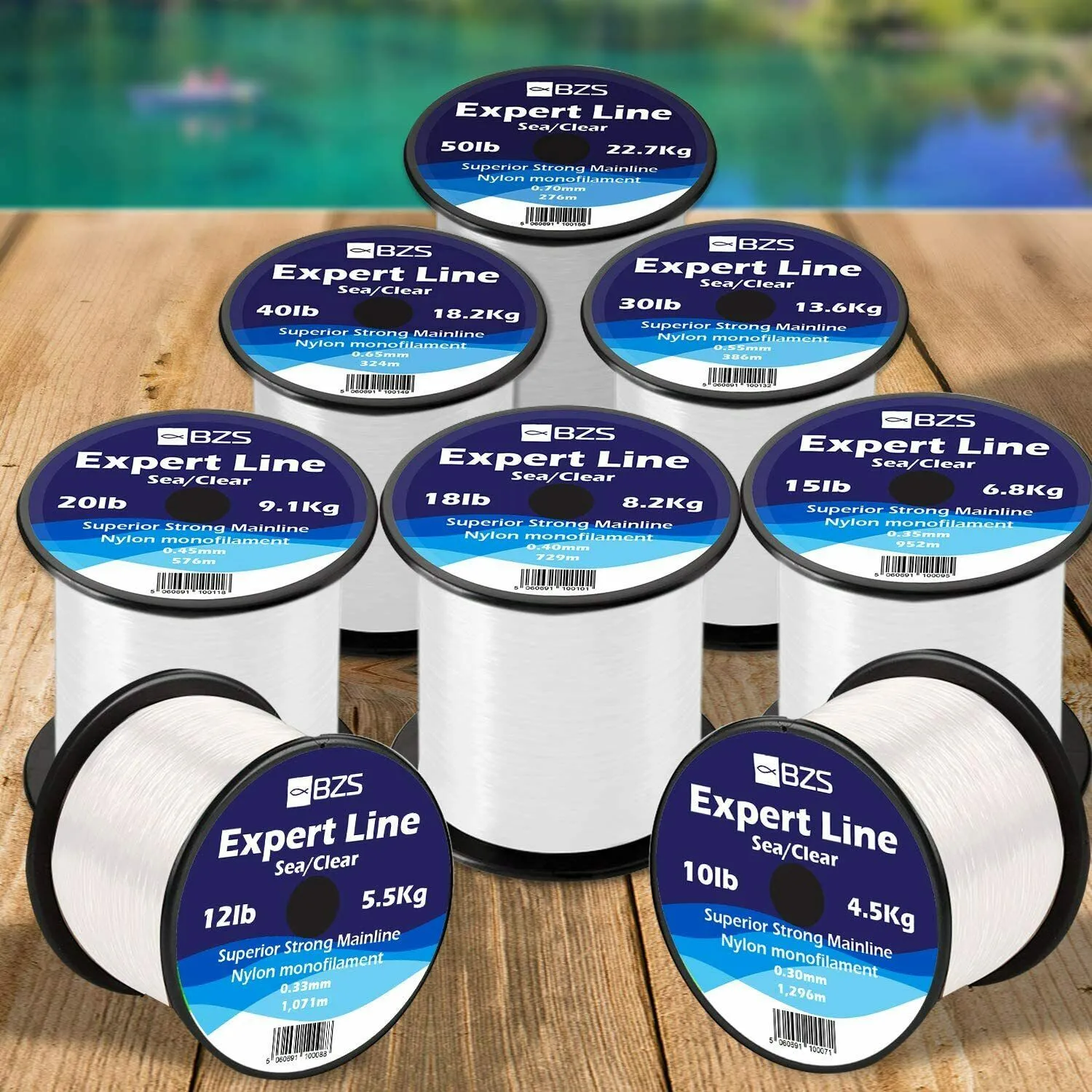 BZS Expert Sea Fishing Line Clear Monofilament Spools 4lb 5lb 6lb 8lb 10lb 12lb 15lb 20lb 25lb 30lb 40lb 50lb 60lb