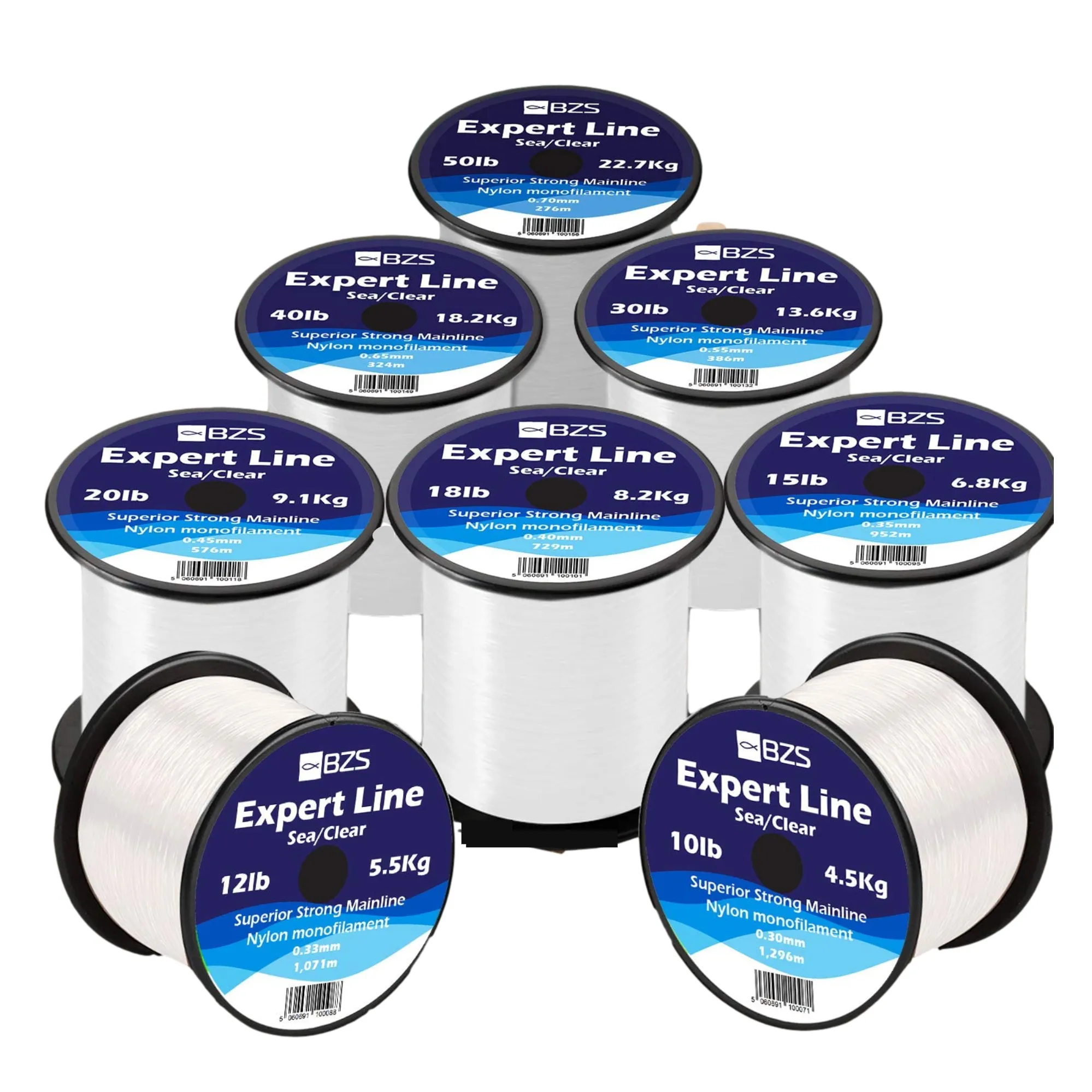 BZS Expert Sea Fishing Line Clear Monofilament Spools 4lb 5lb 6lb 8lb 10lb 12lb 15lb 20lb 25lb 30lb 40lb 50lb 60lb
