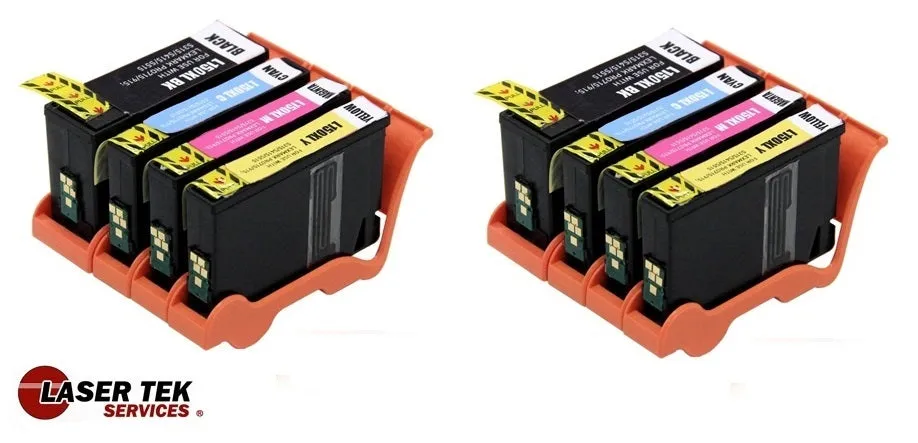 Compatible Lexmark 150XL 8-Set High Yield Ink Cartridges: 2BK, 2C, 2M, 2Y