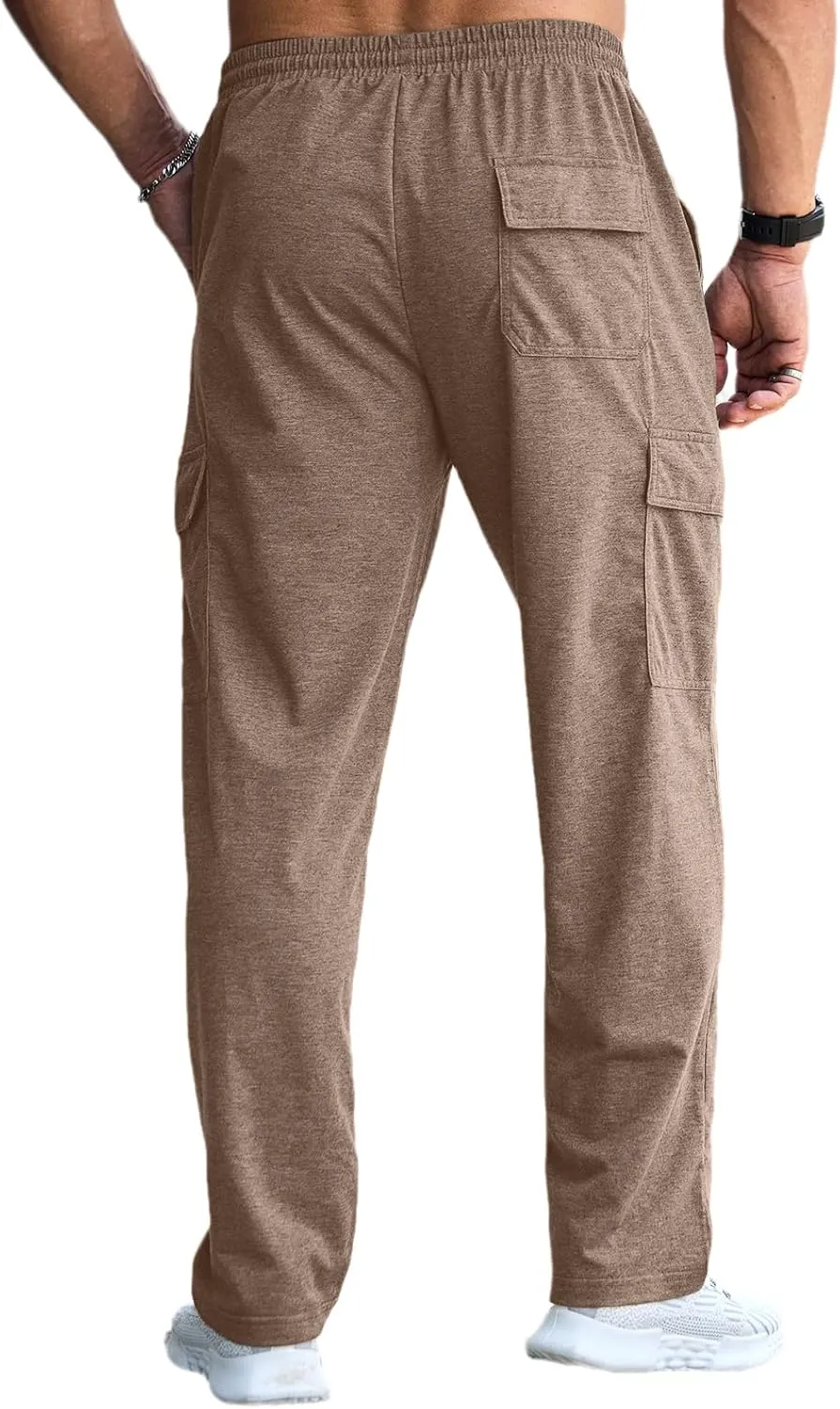 CTU Mens Fashion Baggy Sweatpants Lightweight Workout Cargo Sweatpants Athletic Pants Open Bottom Joggers with Pockets
