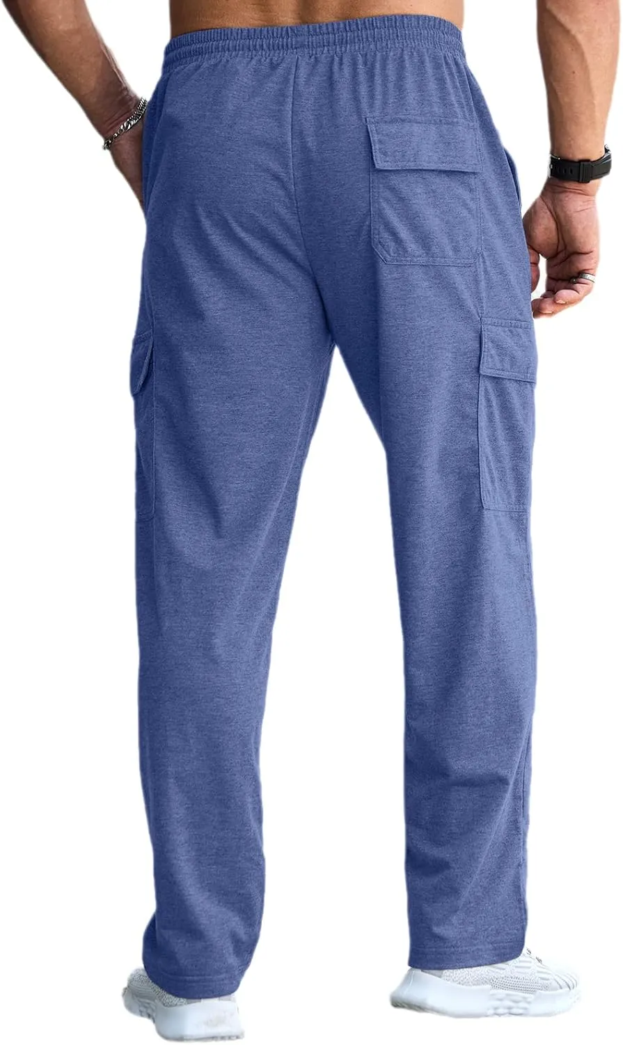 CTU Mens Fashion Baggy Sweatpants Lightweight Workout Cargo Sweatpants Athletic Pants Open Bottom Joggers with Pockets