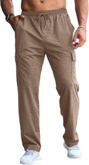CTU Mens Fashion Baggy Sweatpants Lightweight Workout Cargo Sweatpants Athletic Pants Open Bottom Joggers with Pockets