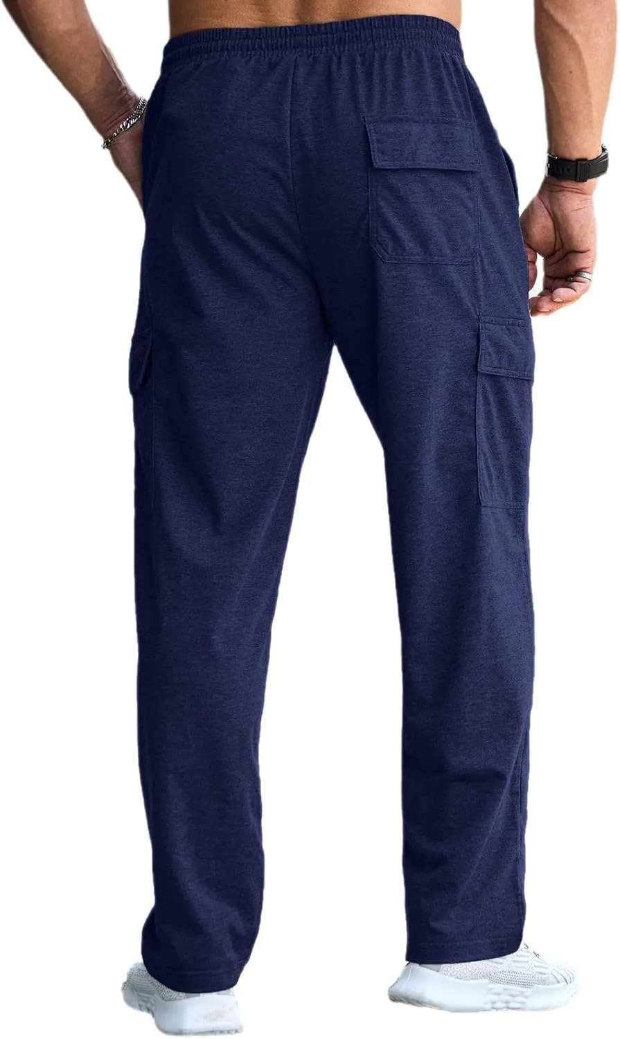 CTU Mens Fashion Baggy Sweatpants Lightweight Workout Cargo Sweatpants Athletic Pants Open Bottom Joggers with Pockets