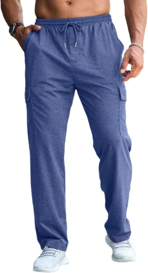 CTU Mens Fashion Baggy Sweatpants Lightweight Workout Cargo Sweatpants Athletic Pants Open Bottom Joggers with Pockets