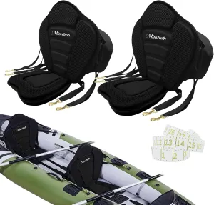 Deluxe Padded Kayak Seats 2 Pack - Premium Shockproof Seats with Back Support for Kayaking, Canoeing, Fishing, Paddle Boarding - Comfort, Versatility and Extra Storage