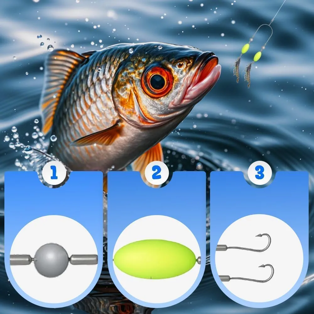 Double-Hook Reverse Bottom Rig,2025 Double Reverse Fishing Hook Set - Anti-Tangle Saltwater,Freshwater Fishing System with Free-Floating Design for Beginners and Professionals