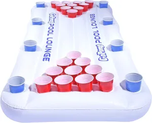 GoPong Pool Lounge Beer Pong Inflatable with Social Floating, White