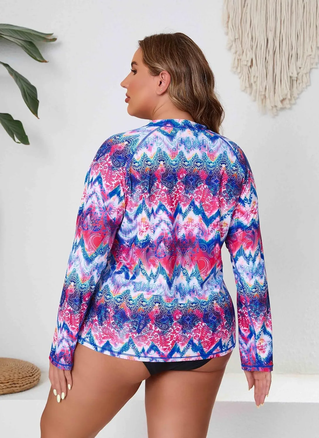 Halcurt Women's Plus Size Long Sleeve Rash Guard Shirts Swim Top UPF50  Sun Protection Loose Fit Quick Dry Swimsuit
