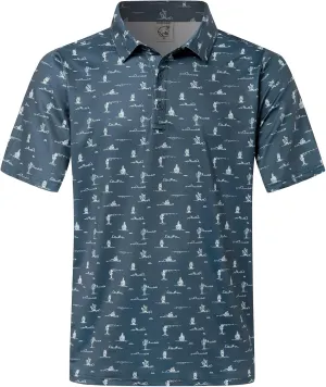 Hardaddy Men's Moisture Wicking Polo Shirts Printed Dry Fit Short Sleeve Collared Golf Shirt