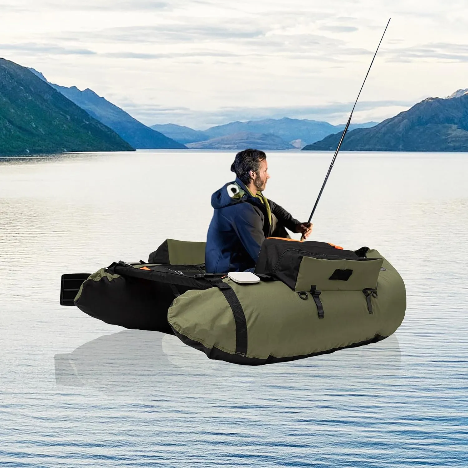 Inflatable Boat, Outdoor Fishing Boat, One Person Portable Boat Raft, Inflatable Fishing Boat Touring Kayak for Adults, Inflatable Sport Tender Fishing Dinghy Boat w/Air Pump