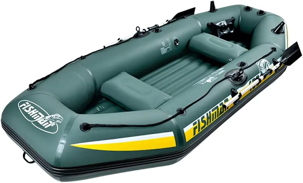 Inflatable Boat Rafting Inflatable Kayak Fishing Canoe 1-3 People Paddling Cushion Rotating Paddle PVC Environmental Protection Material