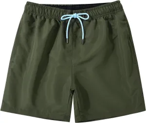 JOYSON Mens Swim Trunks Quick Dry Swim Shorts with Mesh Lining Solid Color Swimwear Bathing Suits