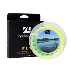 Kylebooker Gold Fly Line 100FT Weight Forward Floating 3 4 5 6 7 8WT Double Color 2 Welded Loops Fly Line