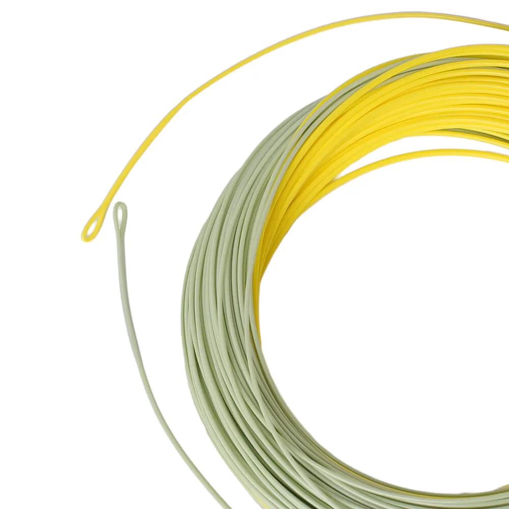 Kylebooker Gold Fly Line 100FT Weight Forward Floating 3 4 5 6 7 8WT Double Color 2 Welded Loops Fly Line