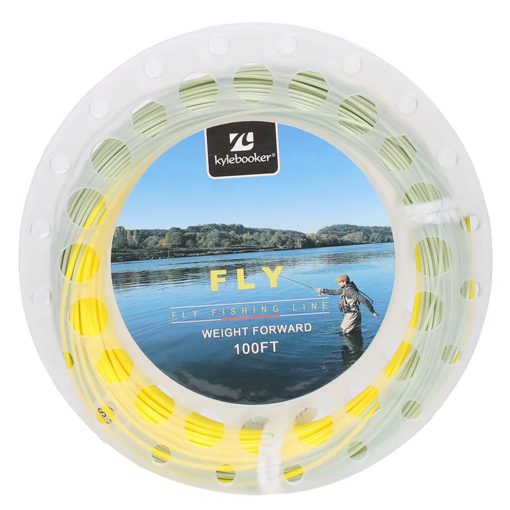 Kylebooker Gold Fly Line 100FT Weight Forward Floating 3 4 5 6 7 8WT Double Color 2 Welded Loops Fly Line