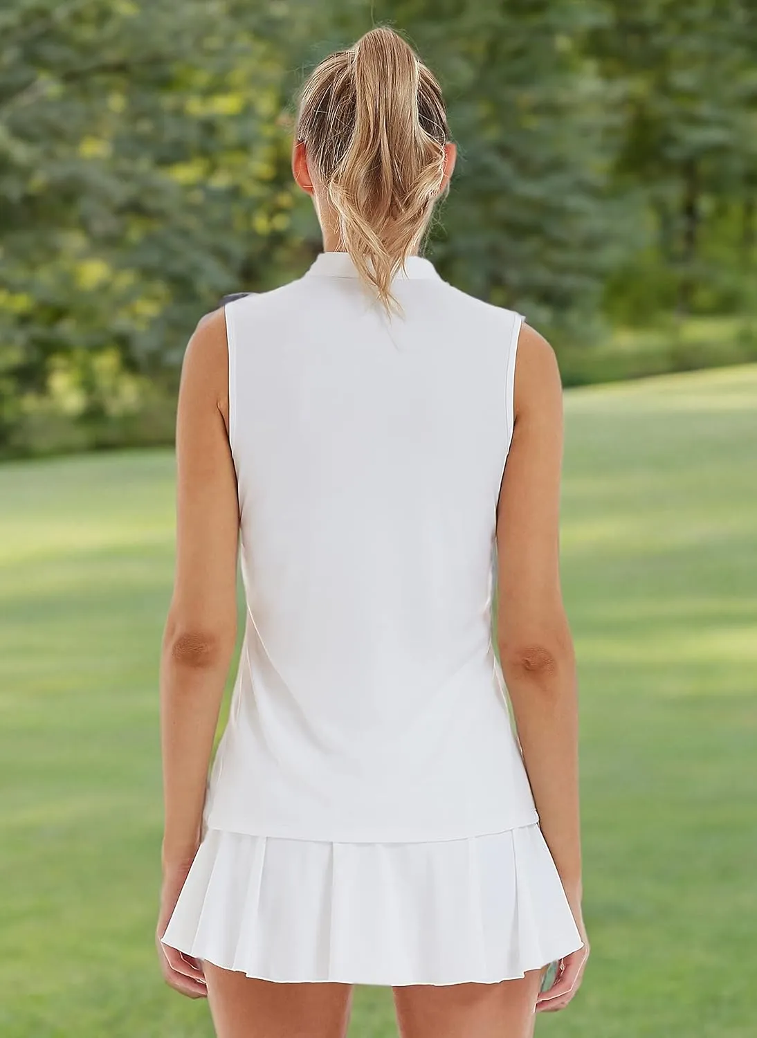 LastFor1 Women's Golf Sleeveless Polo Shirts UPF 50  V Neck Athletic Tank Tops Outdoor Sports Quick Dry Moisture Wicking