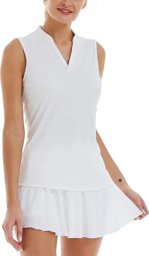 LastFor1 Women's Golf Sleeveless Polo Shirts UPF 50  V Neck Athletic Tank Tops Outdoor Sports Quick Dry Moisture Wicking