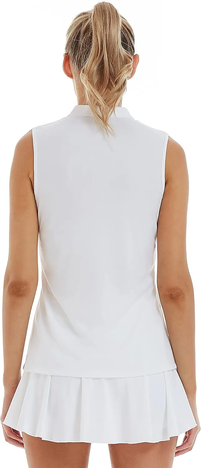 LastFor1 Women's Golf Sleeveless Polo Shirts UPF 50  V Neck Athletic Tank Tops Outdoor Sports Quick Dry Moisture Wicking