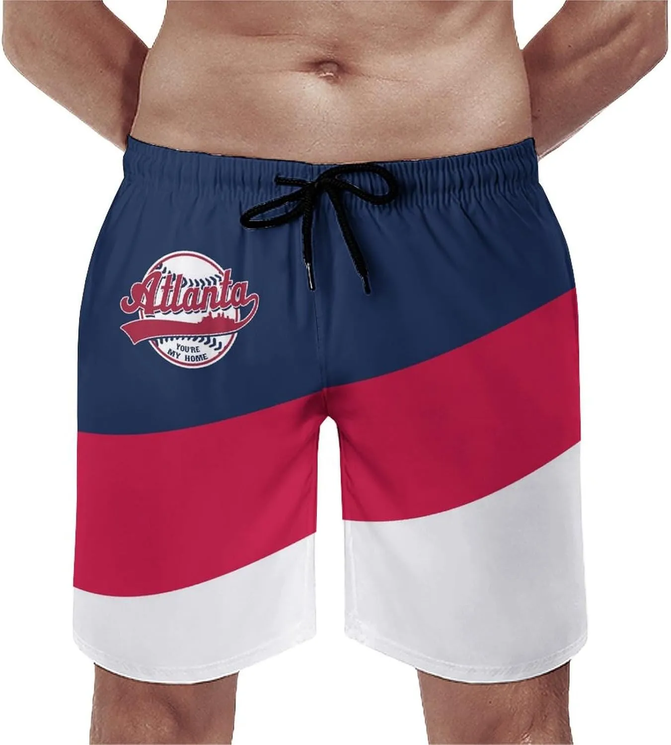 Men's Baseball Beach Shorts Casual Surf Swim Trunks Beachwear Fans Summer Quick Dry Board Shorts Pants Gifts with Pockets