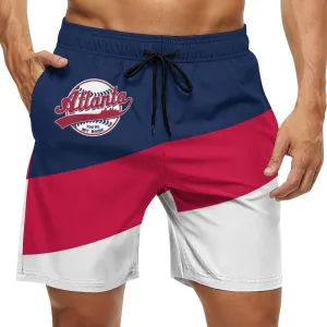 Men's Baseball Beach Shorts Casual Surf Swim Trunks Beachwear Fans Summer Quick Dry Board Shorts Pants Gifts with Pockets
