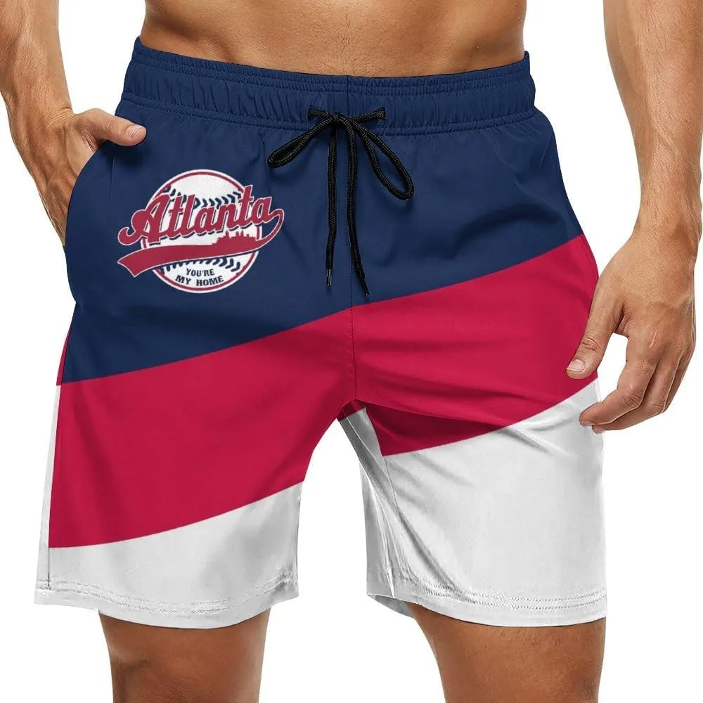 Men's Baseball Beach Shorts Casual Surf Swim Trunks Beachwear Fans Summer Quick Dry Board Shorts Pants Gifts with Pockets