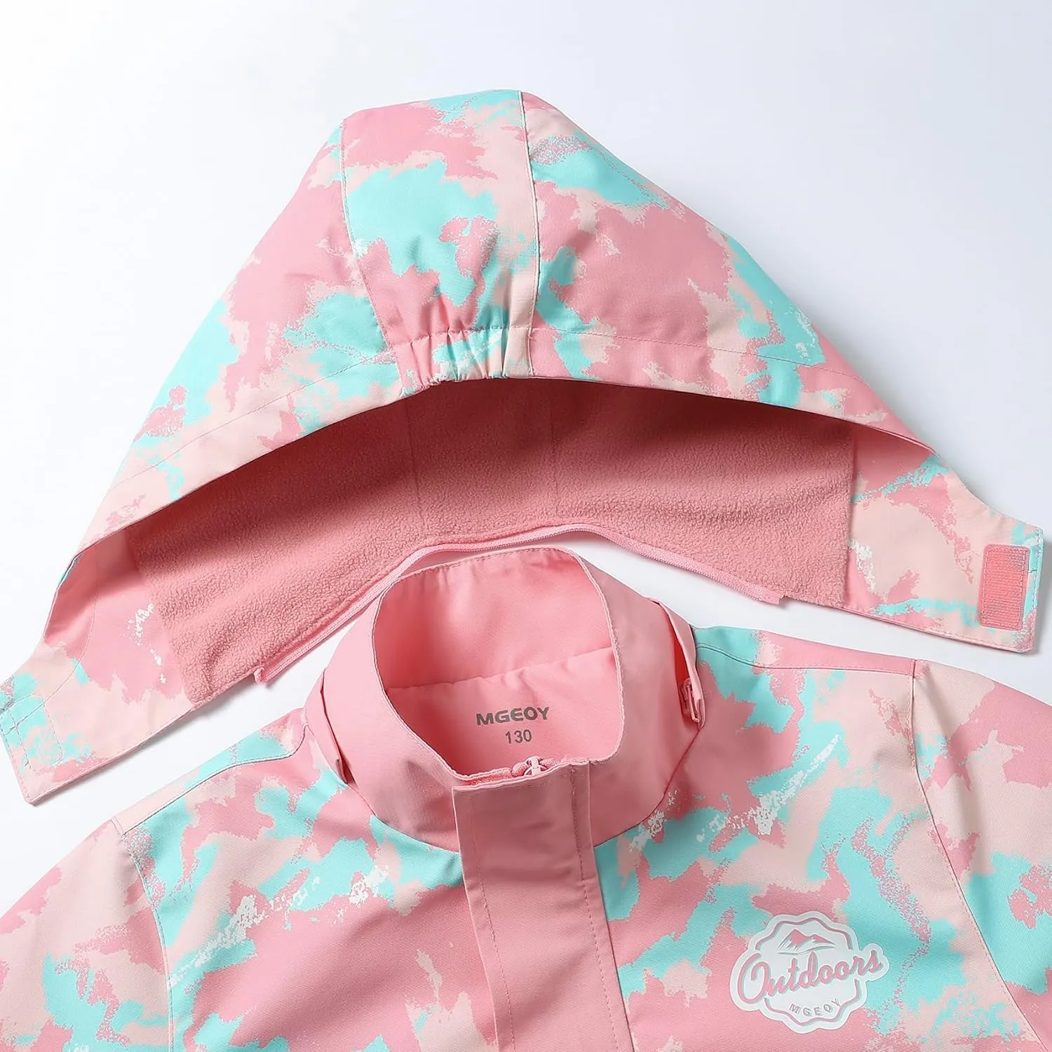 MGEOY Boys Girls Rain Jacket Lightweight Waterproof Hooded Fleece Lined Raincoat Windbreakers for Kids
