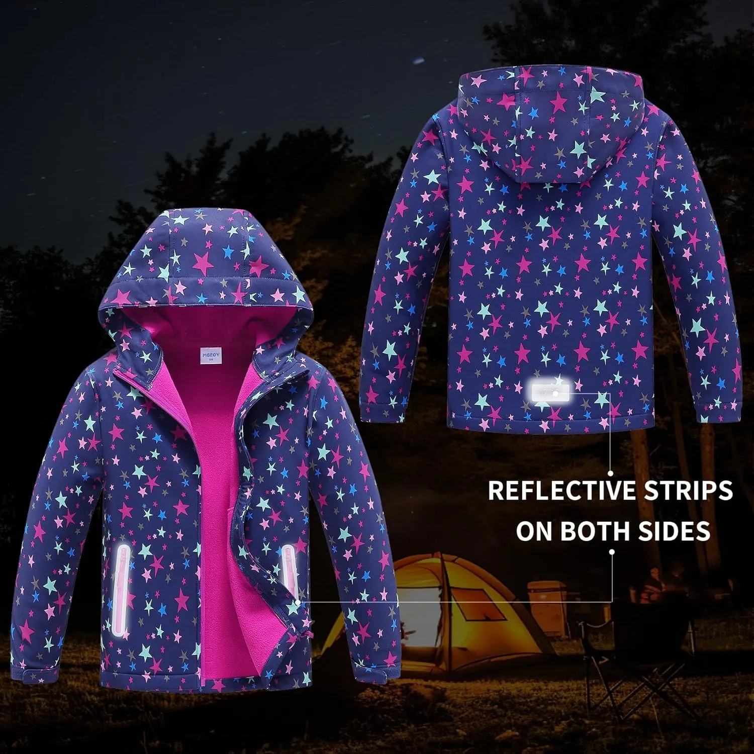 MGEOY Boys Girls Rain Jacket Lightweight Waterproof Hooded Fleece Lined Raincoat Windbreakers for Kids