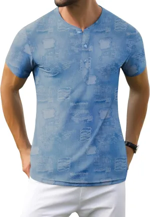 PEGENO Men's Henley Shirts Short Sleeve Moisture Wicking Quick Dry Casual Workout Athletic Golf Shirts