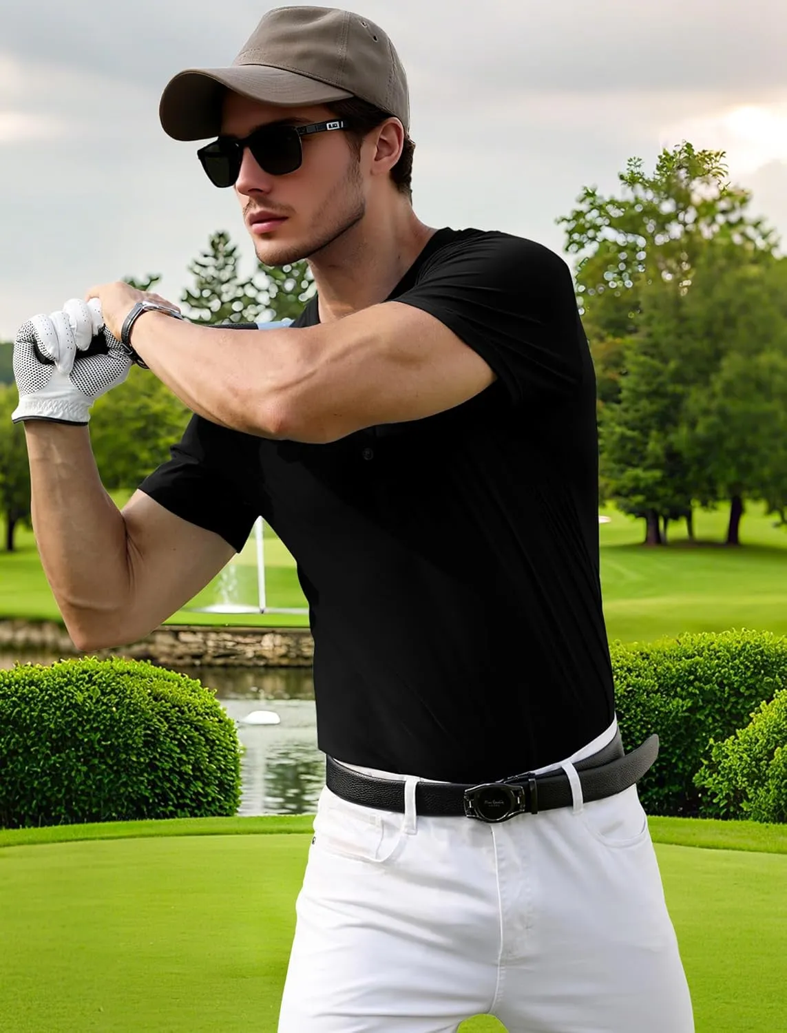 PEGENO Men's Henley Shirts Short Sleeve Moisture Wicking Quick Dry Casual Workout Athletic Golf Shirts