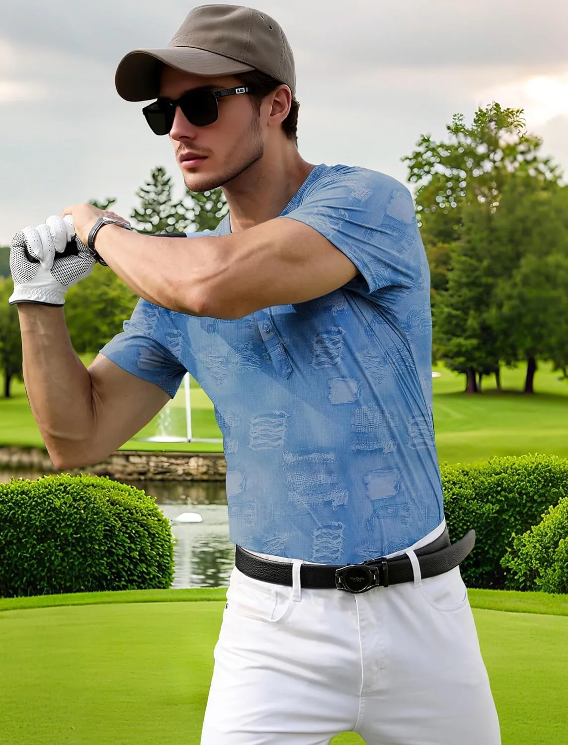 PEGENO Men's Henley Shirts Short Sleeve Moisture Wicking Quick Dry Casual Workout Athletic Golf Shirts