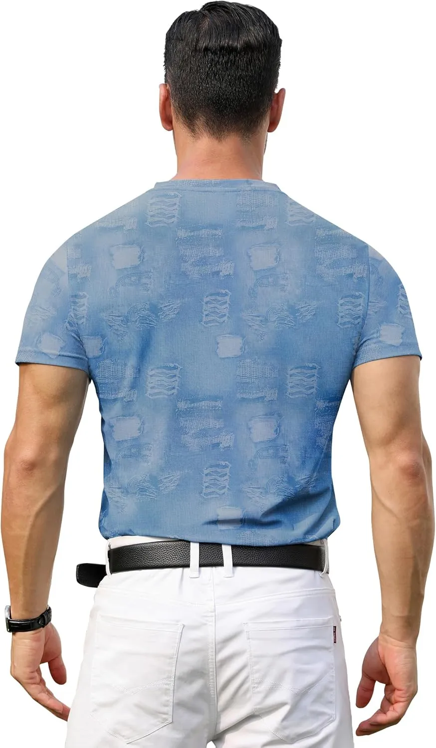 PEGENO Men's Henley Shirts Short Sleeve Moisture Wicking Quick Dry Casual Workout Athletic Golf Shirts