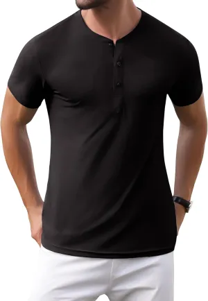 PEGENO Men's Henley Shirts Short Sleeve Moisture Wicking Quick Dry Casual Workout Athletic Golf Shirts