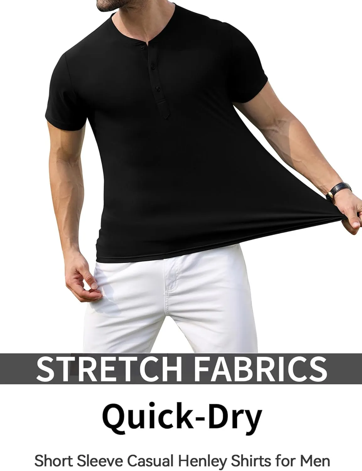 PEGENO Men's Henley Shirts Short Sleeve Moisture Wicking Quick Dry Casual Workout Athletic Golf Shirts