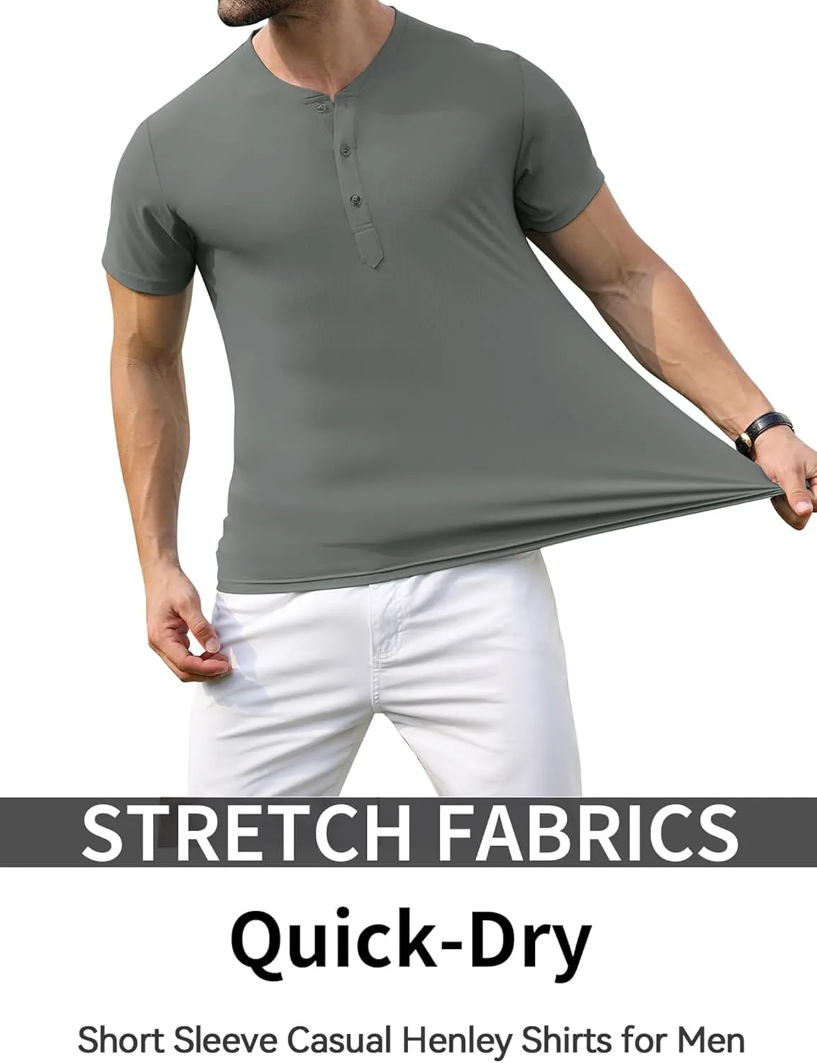 PEGENO Men's Henley Shirts Short Sleeve Moisture Wicking Quick Dry Casual Workout Athletic Golf Shirts