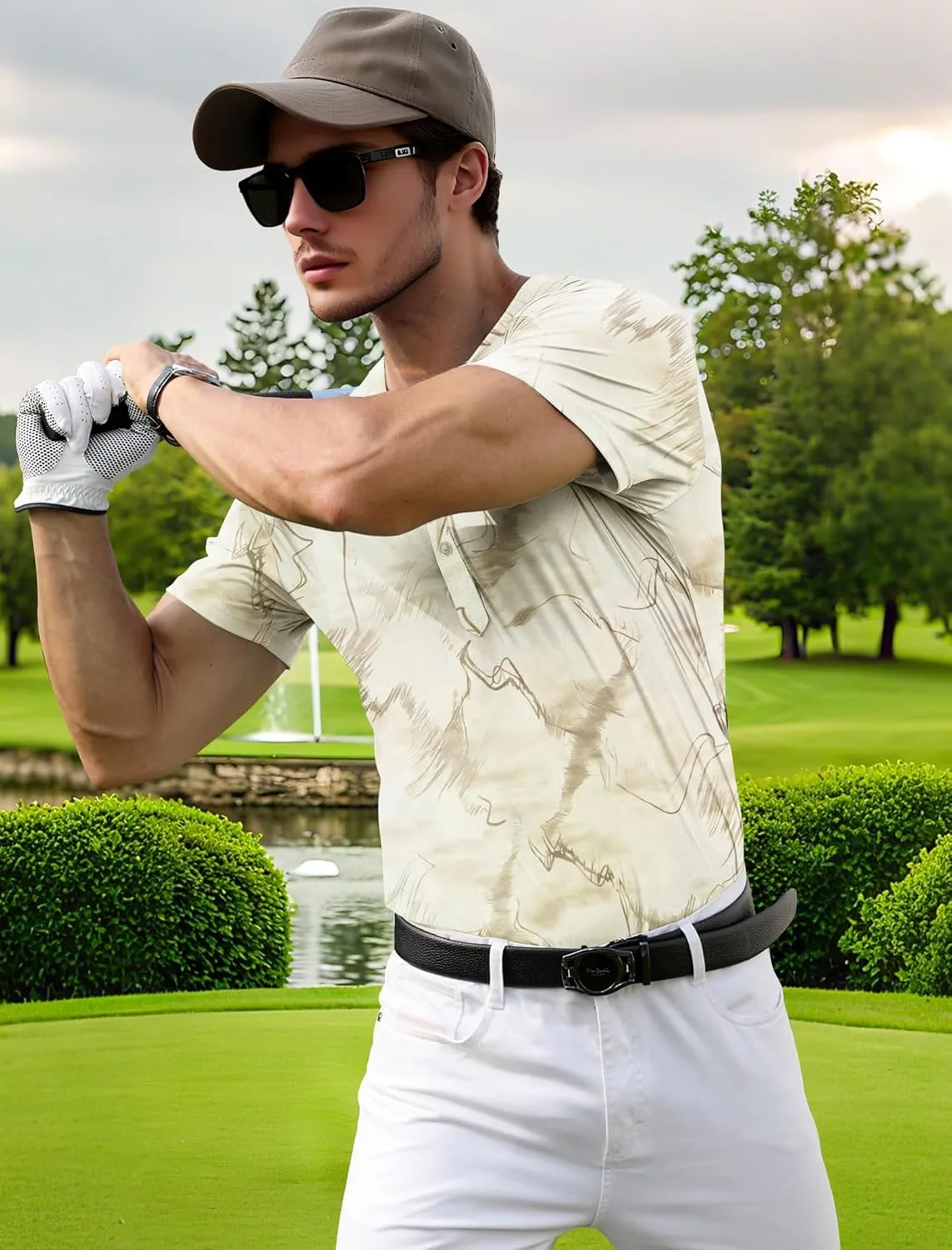 PEGENO Men's Henley Shirts Short Sleeve Moisture Wicking Quick Dry Casual Workout Athletic Golf Shirts